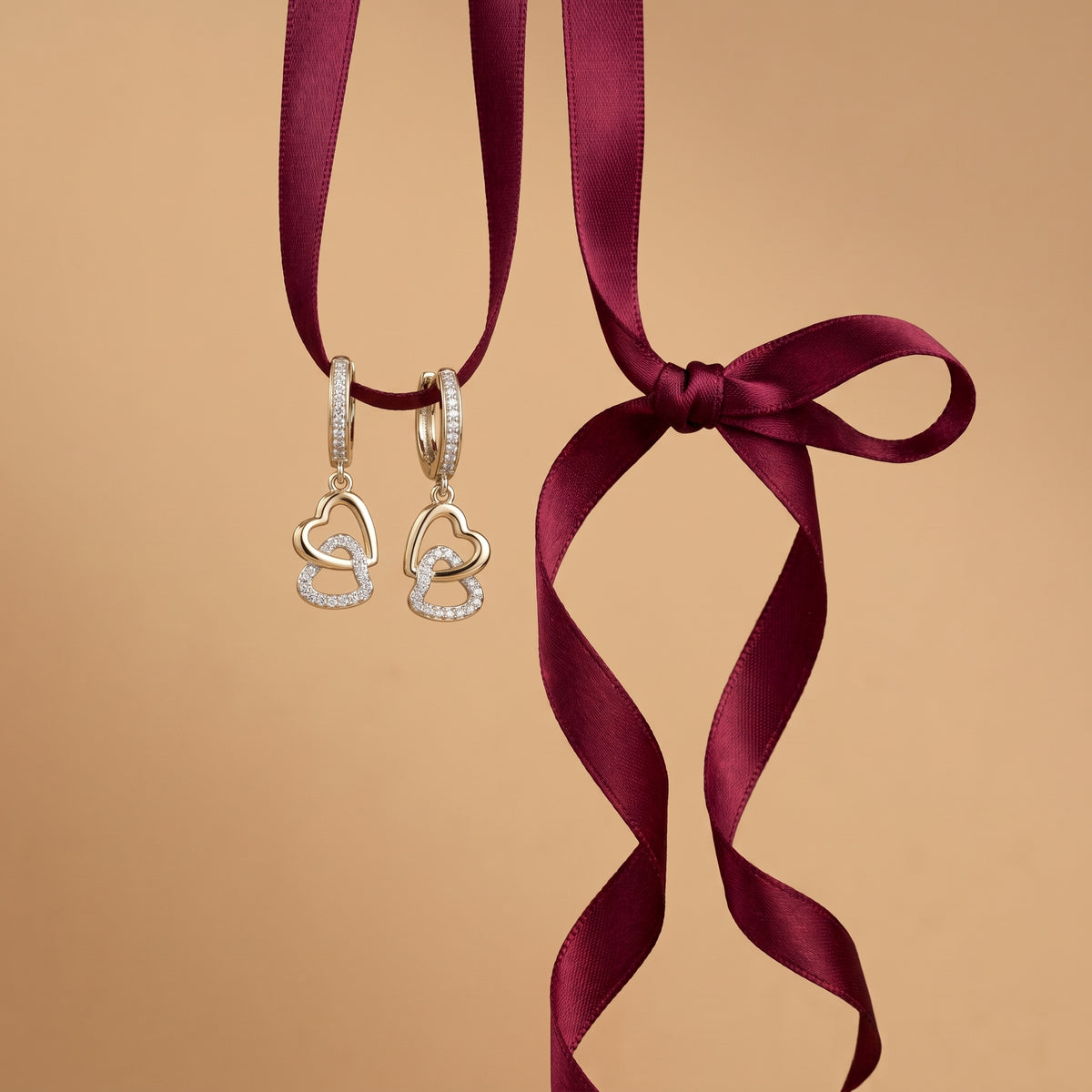 Open Heart Charm Drop Earrings