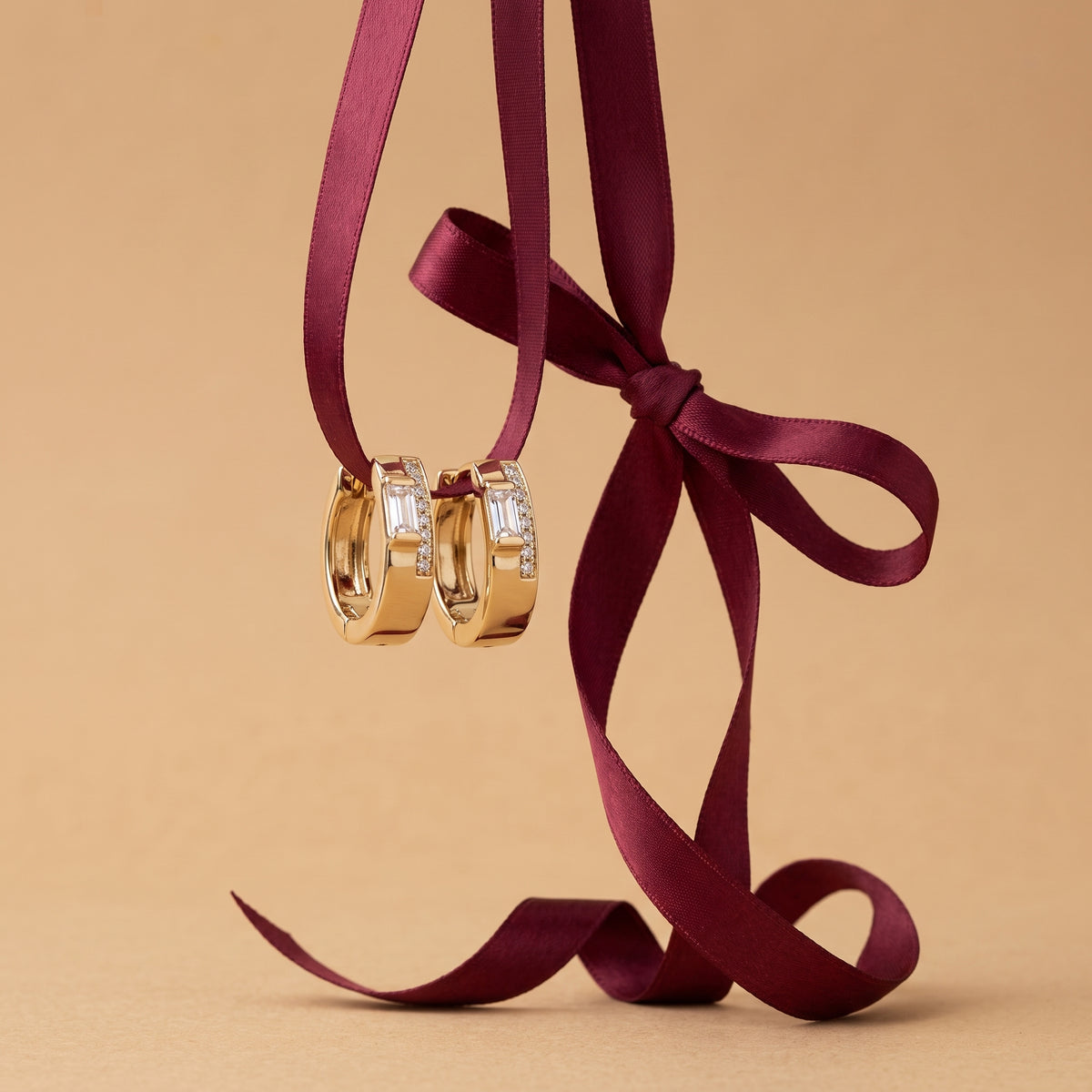 Two-Tone Pave Huggie Hoops