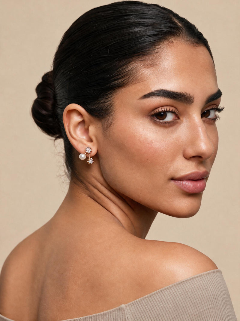 Halo Pearl Drop Studs - NyuMe