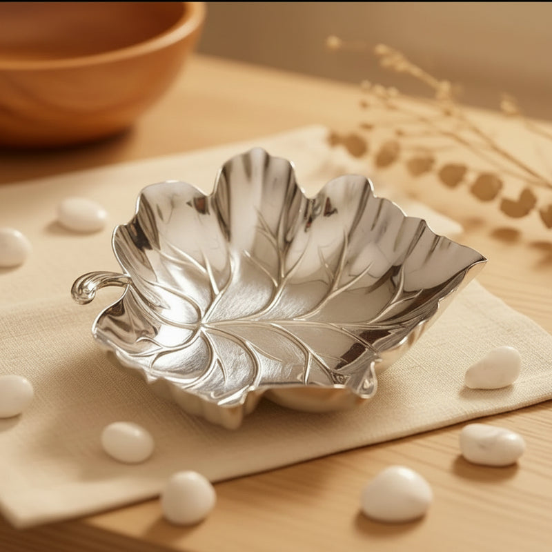 Autumn Leaf Silver Plated Platter - NyuMe