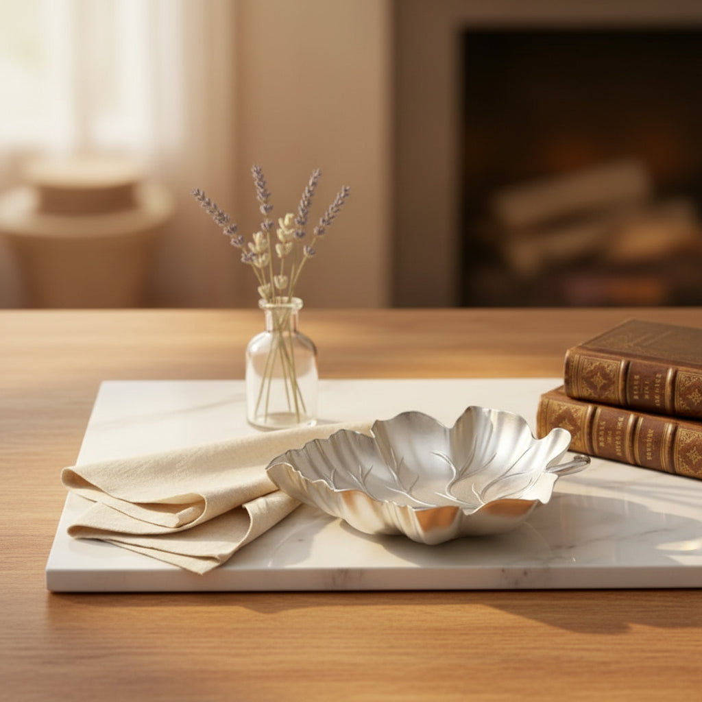 Autumn Leaf Silver Plated Platter - NyuMe