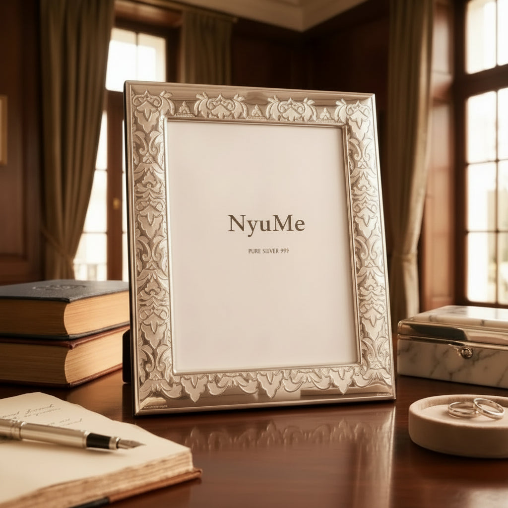 Baroque Bloom Frame in 999 Silver - NyuMe
