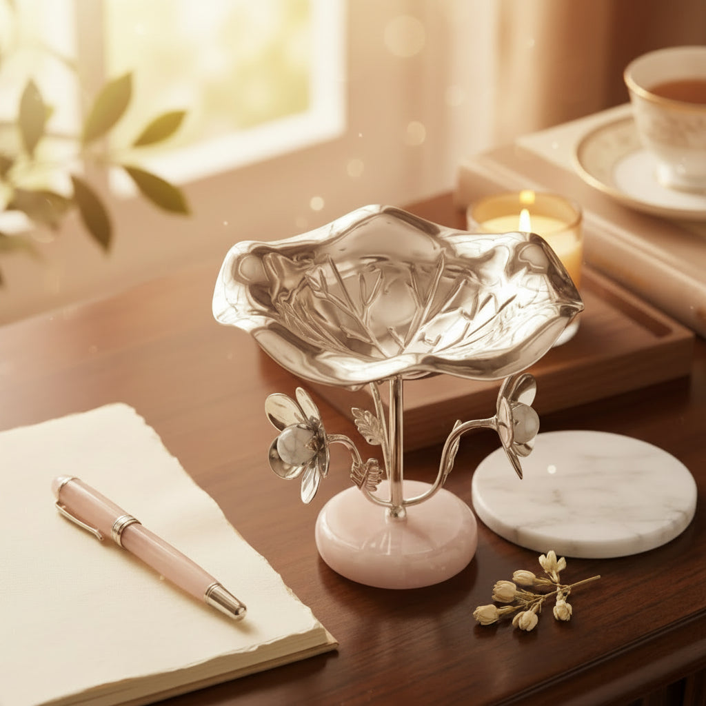 Silver Plated Camellia Flower Bowl - NyuMe