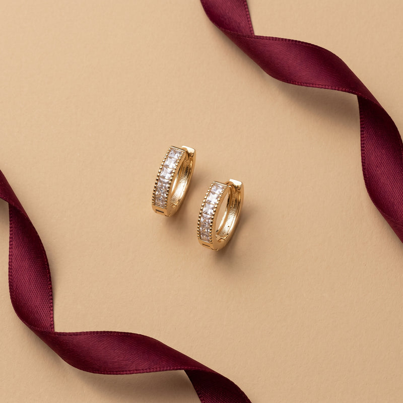 Gilded Glitter Channel Hoop Earrings