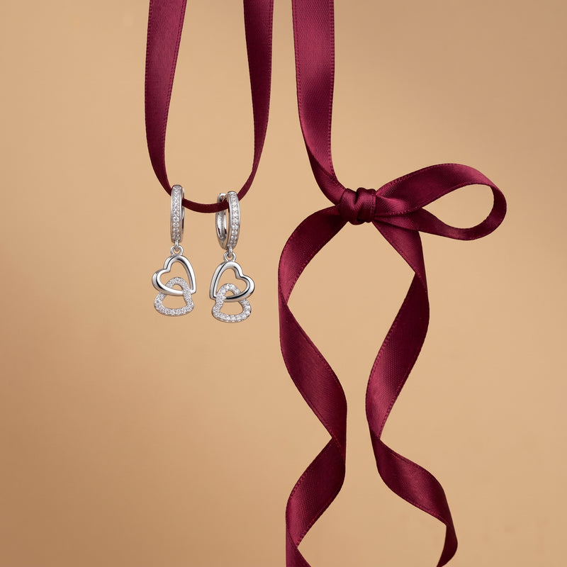 Open Heart Charm Drop Earrings