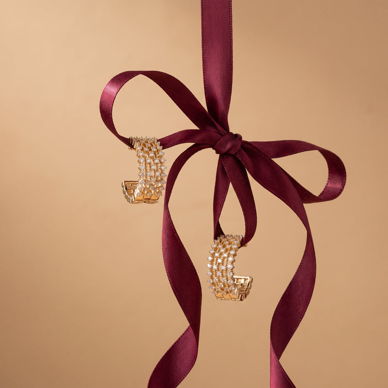 Pave Rectangle Huggie Hoops