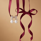 Bow Sparkle Pearl Drop Earrings