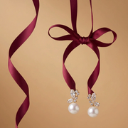 Bow Sparkle Pearl Drop Earrings