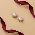 Starburst Pearl Stud Earrings in Silver
