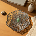 Silver Plated Kamal Patra Platter Green Bead - NyuMe