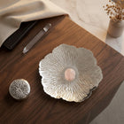 Silver Plated Kamal Patra Platter - Rose Quartz - NyuMe