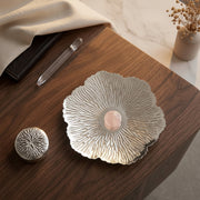 Silver Plated Kamal Patra Platter - Rose Quartz - NyuMe
