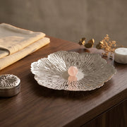 Silver Plated Kamal Patra Platter - Rose Quartz - NyuMe