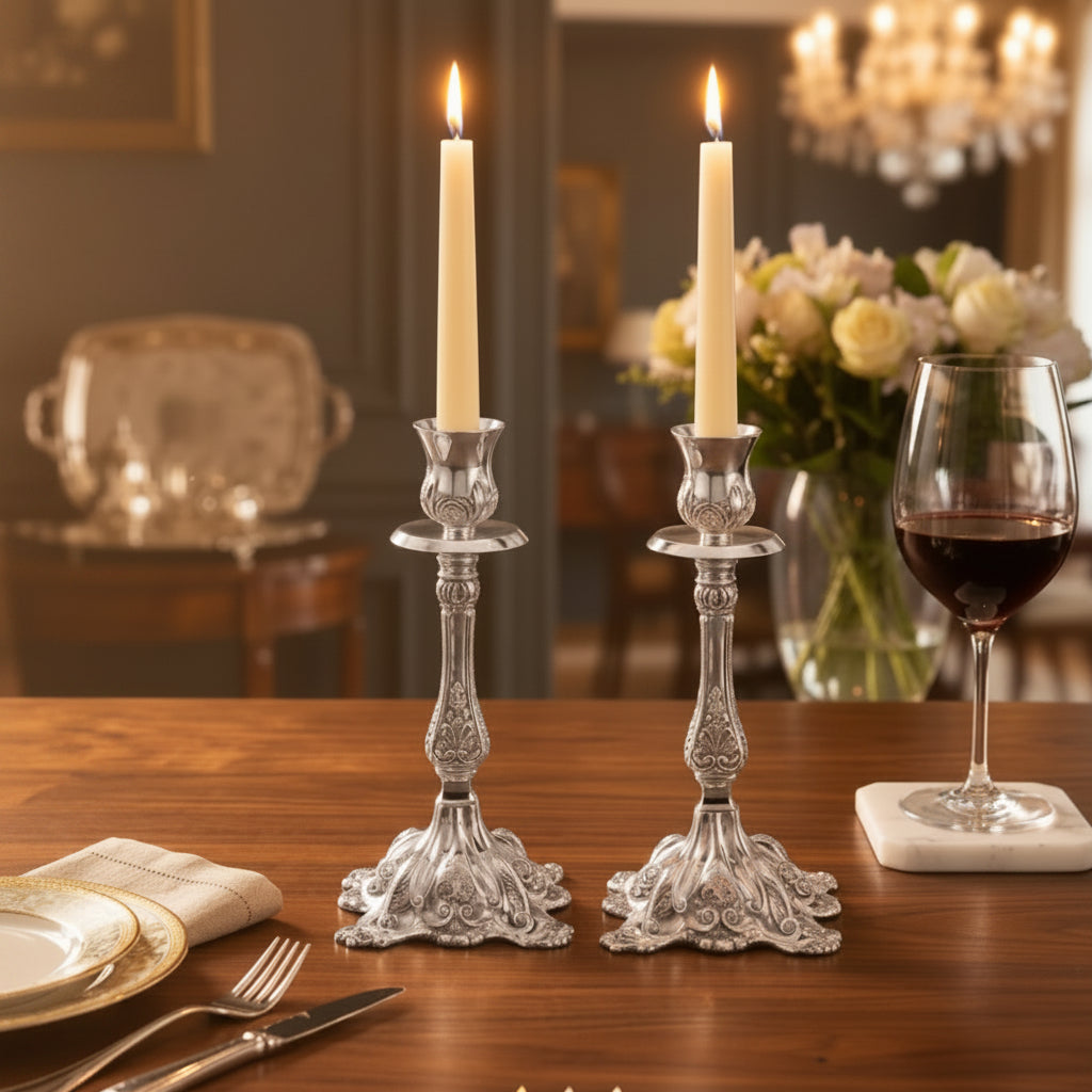Liora Silver Plated Candle Holders - NyuMe