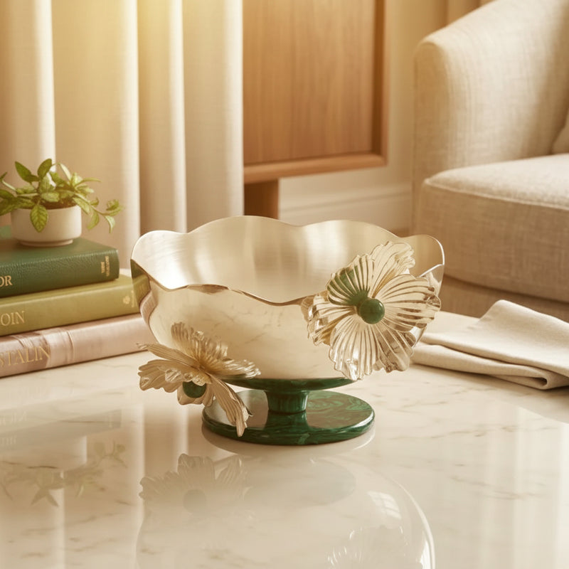 Malachite Scallop Silver Plated Bowl - NyuMe
