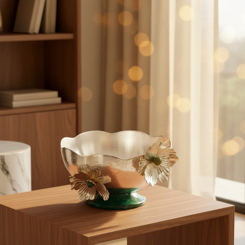 Malachite Scallop Silver Plated Bowl - NyuMe