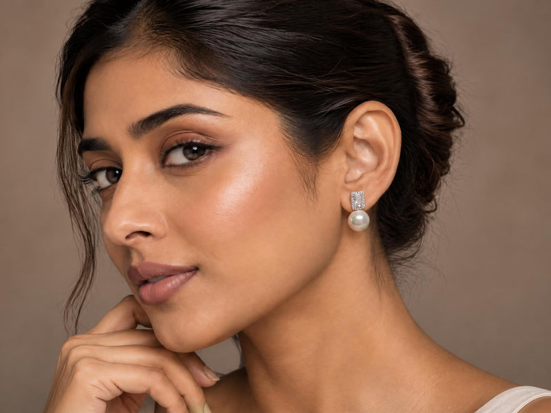 Glamour Halo Pearl Drop Earrings