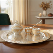 Peach Ashtamangal Silver Plated Set - NyuMe
