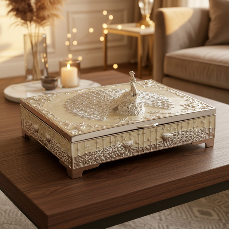 Peacock's Feast Silver Plated Box - NyuMe