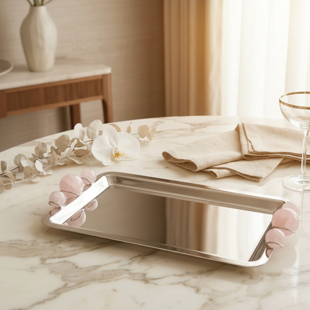 Silver Plated Rose Rectangle Tray - NyuMe